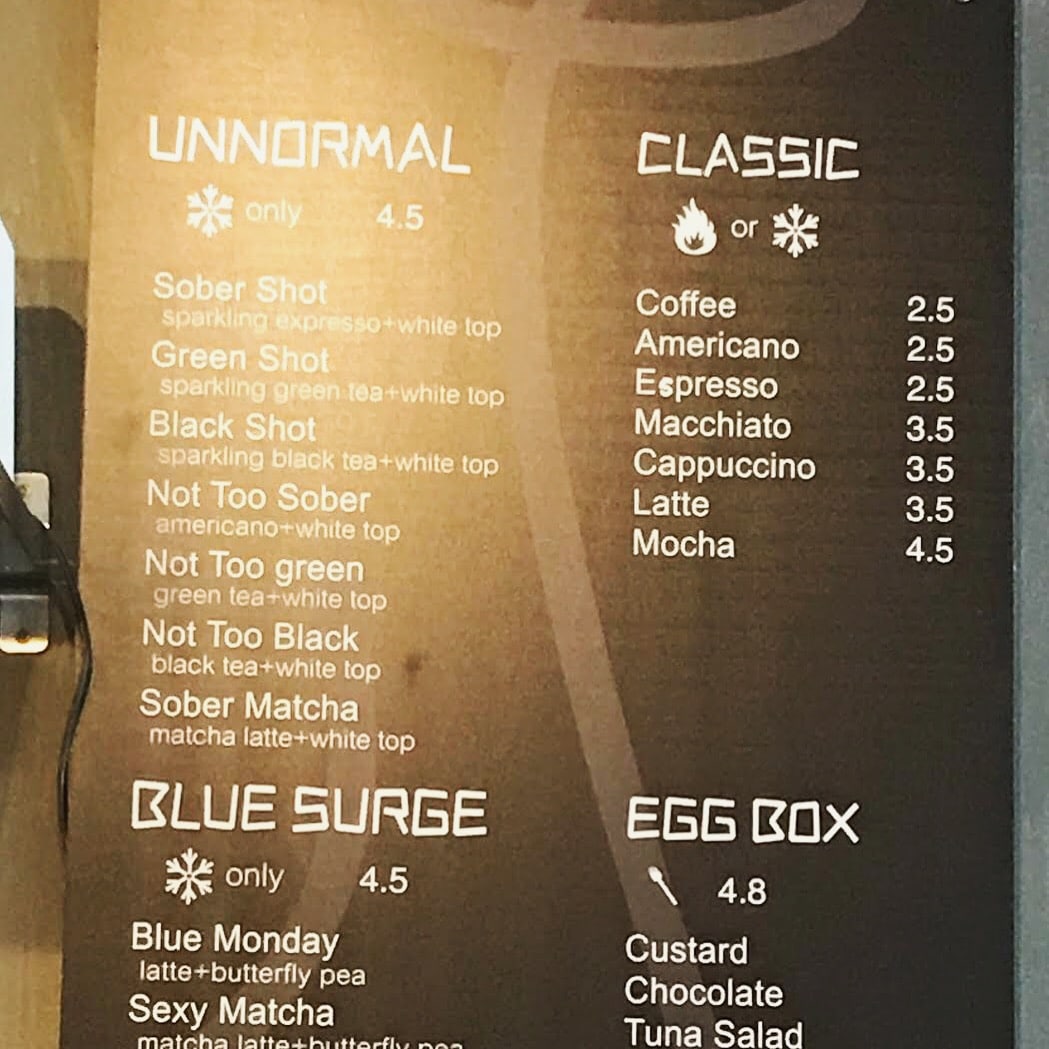 sober shot menu